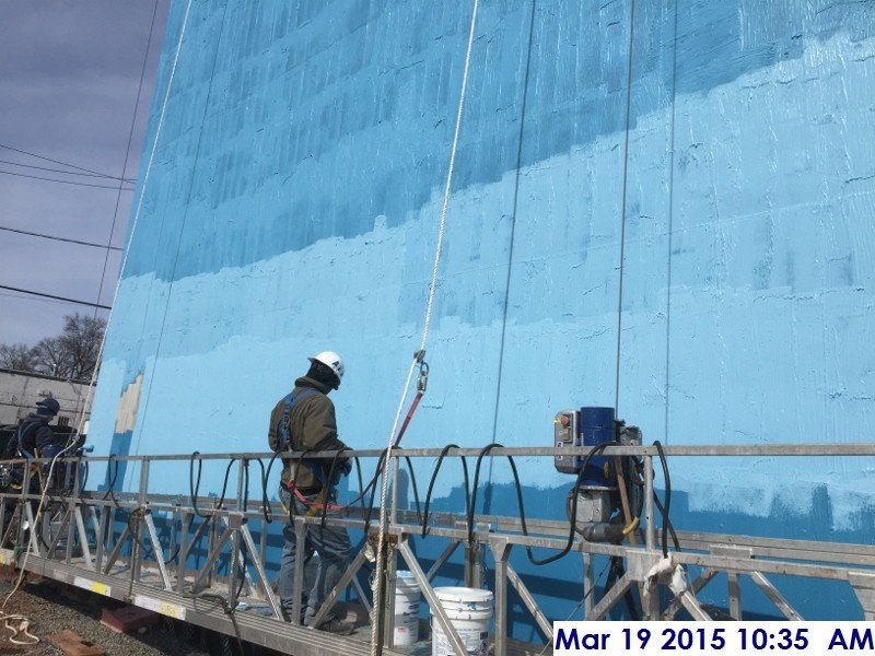 Waterproofing the shear wall at the South Elevation